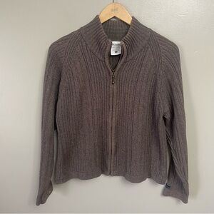 Columbia Women's Size Medijm Chunky Cable Knit Zip Front Cardigan Sweater wool